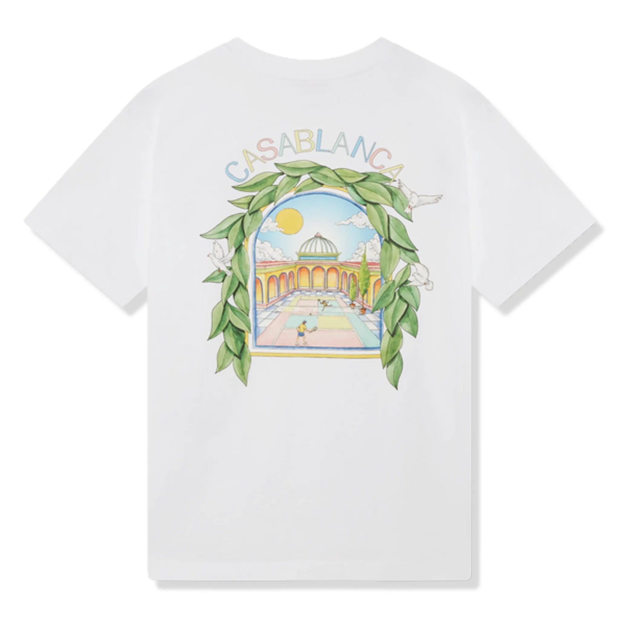 Back View of Casablanca L'Arche Tennis Club Graphic White T Shirt